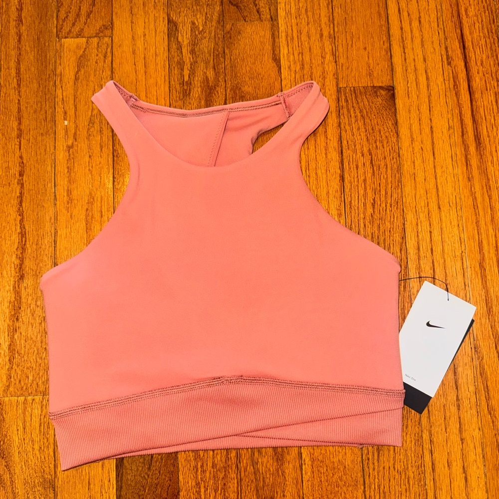 Nike Dusty Pink High-Neck Cropped Sports Bra